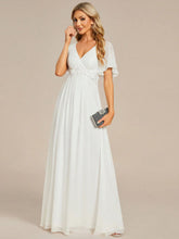Elegant V-Neck Applique Chiffon Wedding Dress